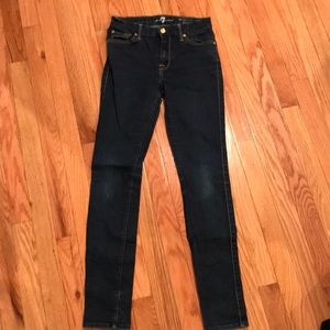 High waisted blue jeans